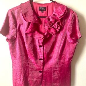 Adriana Papell Shimmering pink jacket blouse Size 16